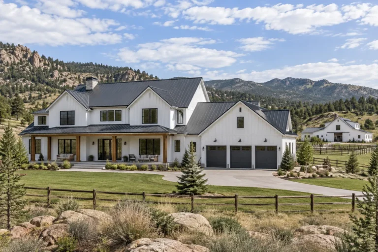 Design concept rendering: The Homestead modern farmhouse exterior
